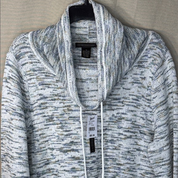 Preswick & Moore Sweater White & Green Cowl Neck w/ Pocket in Size 1X. NWT - Picture 4 of 14